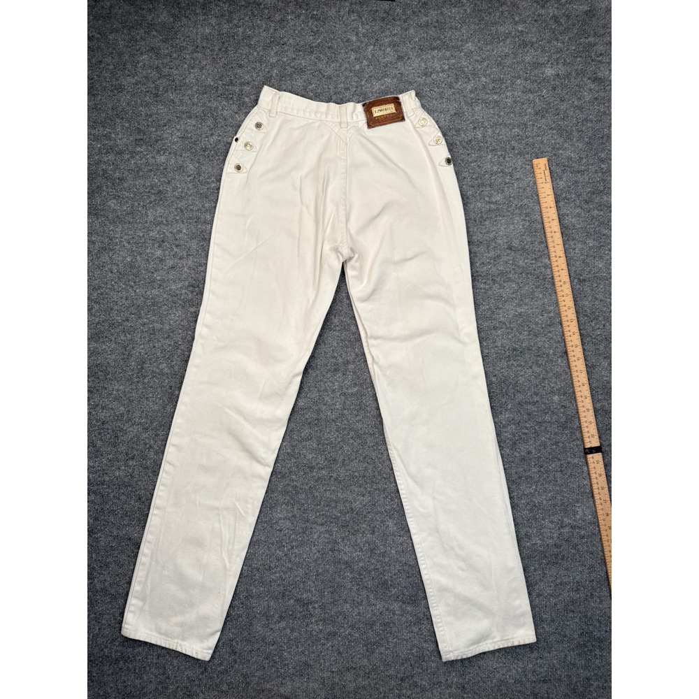 Vintage Lawman Western Slim Fit Jeans‎ White High Rise Button Back Cotton Size 9